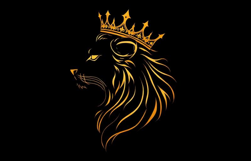 Golden crowned lioness symbolizing sovereign feminine power